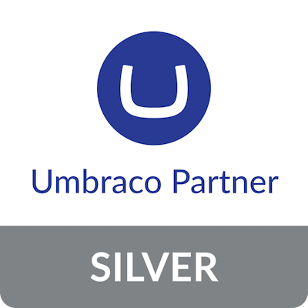 Umbraco Silver Partner badge featuring the Umbraco logo and text 'Umbraco Partner SILVER'.